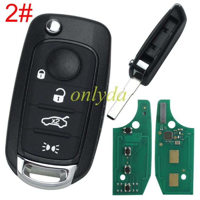 （KYDZ made ) For 2016-2018 Fiat Egea 500X TIPO 4 button flip remote key 434mhz   with electronic MQB 48 chip Megamos AES 48 & SIP22   Model: I6FA