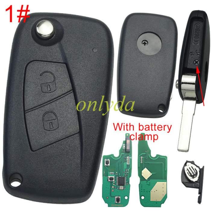 Fiat Delphi BSI 2/3 button remote key With PCF7946AT Chip and 433.92Mhz Transponder: ID46 – PCF7946 Philips Crypto 2 / Hitag2 (black)  As Model:  (Delphi BSI System) Fiat:Fiorino Peugeot:Bipper CITROEN:Nemo, pls choose button