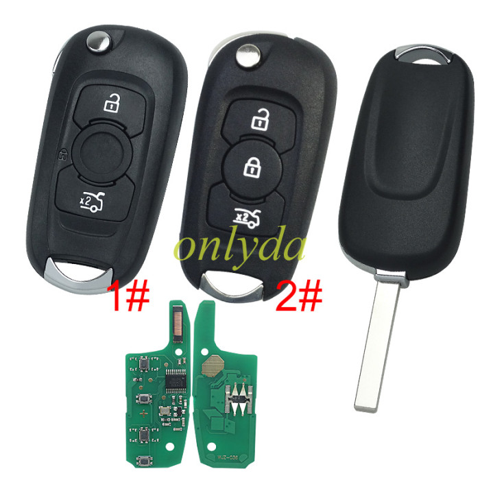 For Opel 3 button flip remote key  with 434mhz with  PCF7937E & PCF7941E HITAG2 46chip  use for Opel/VAUXALL Astra K 2015-2017, pls choose button