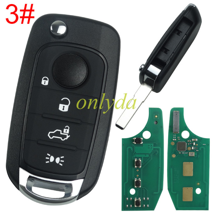 （KYDZ made ) For 2016-2018 Fiat Egea 500X TIPO 4 button flip remote key 434mhz   with electronic MQB 48 chip Megamos AES 48 & SIP22   Model: I6FA