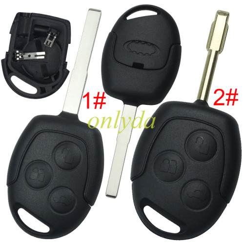 For Ford Mondeo/Focus 3 button  remote key shell (with battery clamp) with badge， pls choose key blade.