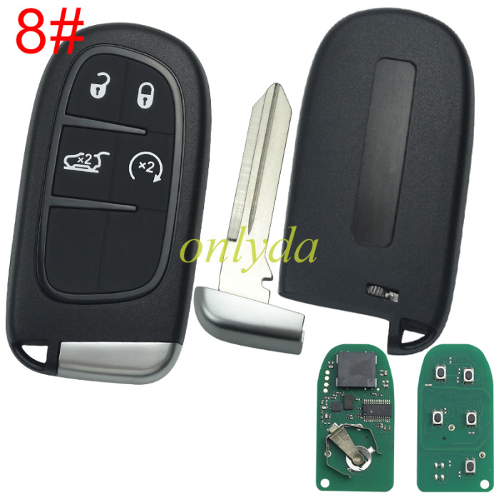 For Chrysler  Keyless  remote key with 434mhz with PCF7945M (HITAG AES) chip use for 2014-2018 JEEP Cherokee  434mhz ASK PCF7953M FCC ID: GQ4-54T                                                         OE:68141580AE/AC/AF/AG/AB ， pls choose button