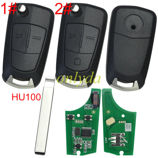 For Opel  Vectra C 2/ 3 button flip remote key  with 434mhz with PCF7946 chip, pls choose button