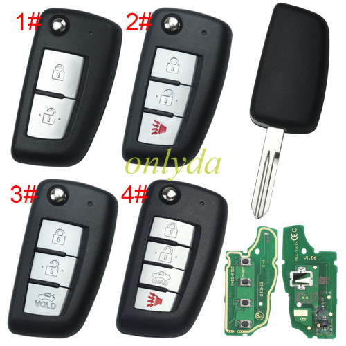 For Nissan   remote key with 434mhz/315mhz electronic wave modle, pls choose button and frequency