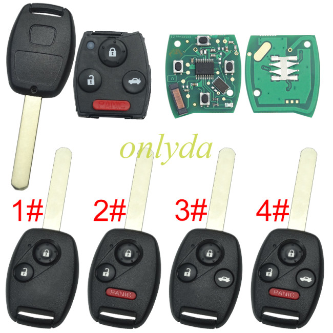 For Honda City button remote with 313.8mhz/434mhz with PCF7961 chip, pls choose button and frequency