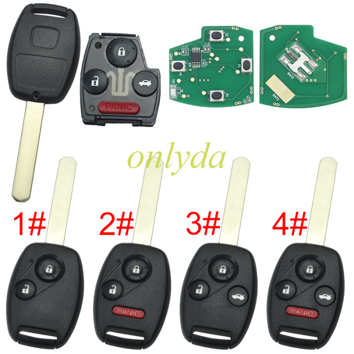 For Honda remote key adjustable frequency  315mhz/ 313.8mhz/ 434mhz ,FCCID IS OUCG8D-380H-A ,support for  2.3L remote,Odessey, and 2.4l Accord（before 2008）pls choose button ，