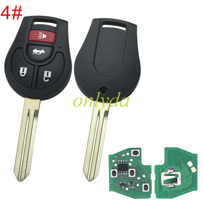 For Nissan  remote key for VDO type with 315mhz/434mhz , pl choose button and frequency