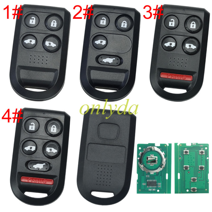For Honda remote key  313.8mhz for Honda Odyssey 2005-2010 FCC ID: OUCG8D-399H-A P/N: 72147-SHJ-A21， pls choose button