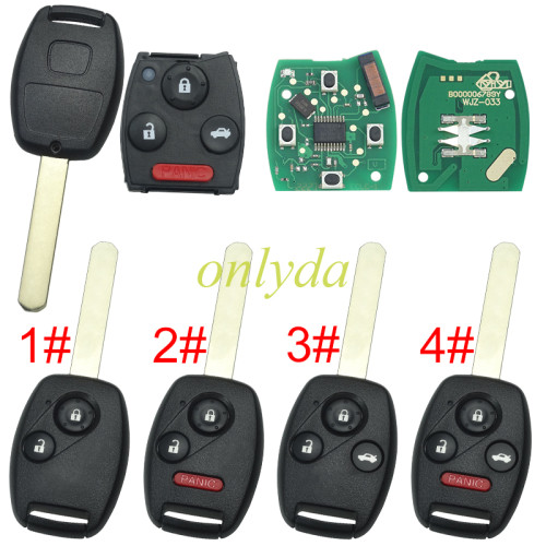 For Honda CRV remote key with  with electric 46 chip with 433 mhz/ 313.8mhz, pls choose and frequency and  button