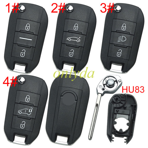 European Style Opel  remote key blank with HU83 blade with original Badge, pls choose button
