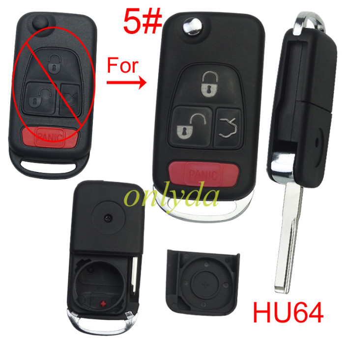 For Benz modified key shell with HU64 blade with Badge , pls choose button