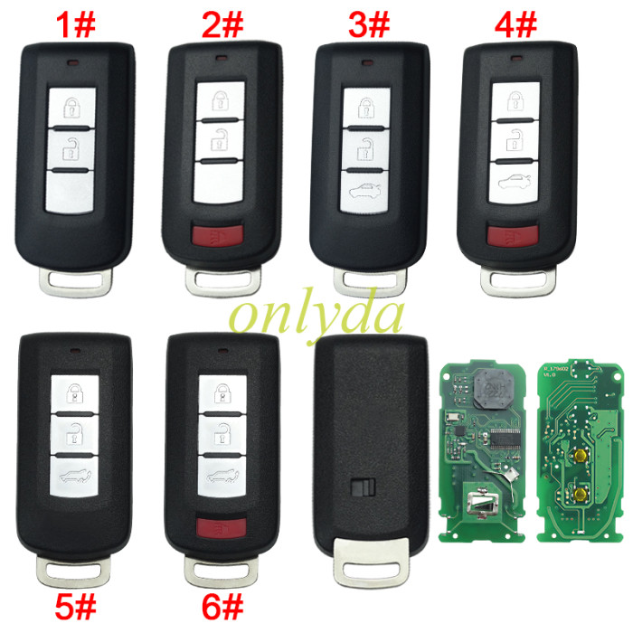 For Mitsubishi  Keyless smart remote key  433.92MHz FSK NCF2951X / HITAG 3 / 47 CHIP FCC ID: GHR-M004  Board No: GHR-M003 , Pls choose button
