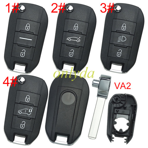 European Style For Citroen remote key shell with round Badge with VA2 blade , pls choose button