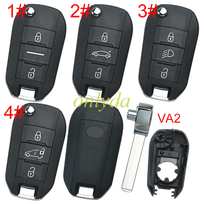 European Style For Toyota remote key shell with printed Toyota Badge with VA2 blade , pls choose button