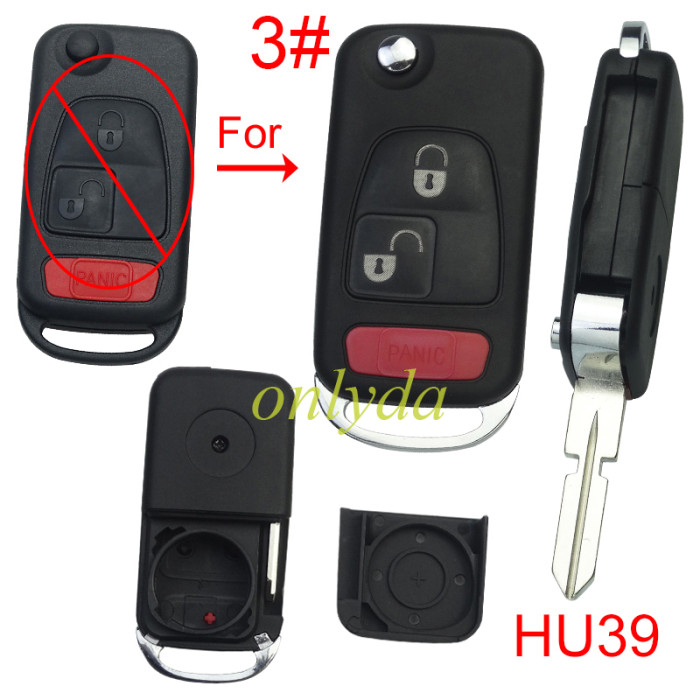 For Benz modified key shell with HU39 blade with Badge , pls choose button