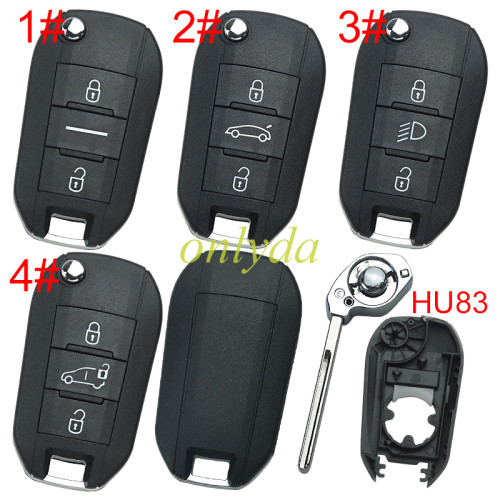 European Style  for Citroen remote key shell without Badge , blade is HU83, pls choose button
