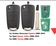 For Chevrolet Holden Captiva GMC Terrain Opel Antara Zafira 2008-2015 433Mhz ID46 Remote Car key Fob, pls choose button