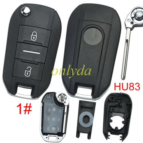 European Style For Citroen remote key shell with round Badge with HU83 blade , pls choose button
