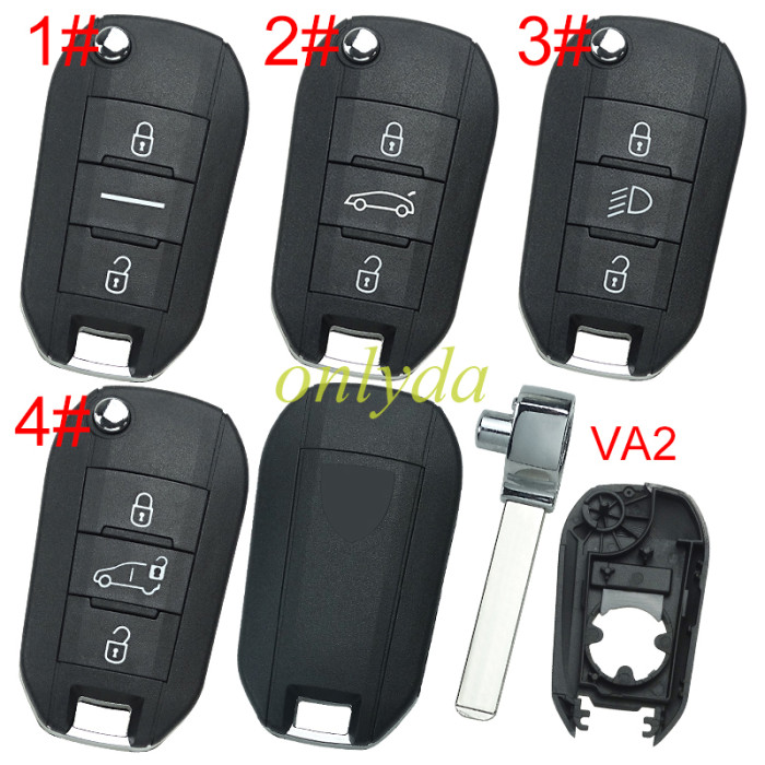 New  European Style  Peugeot  remote key shell with New Badge , blade is VA2, pls choose button model