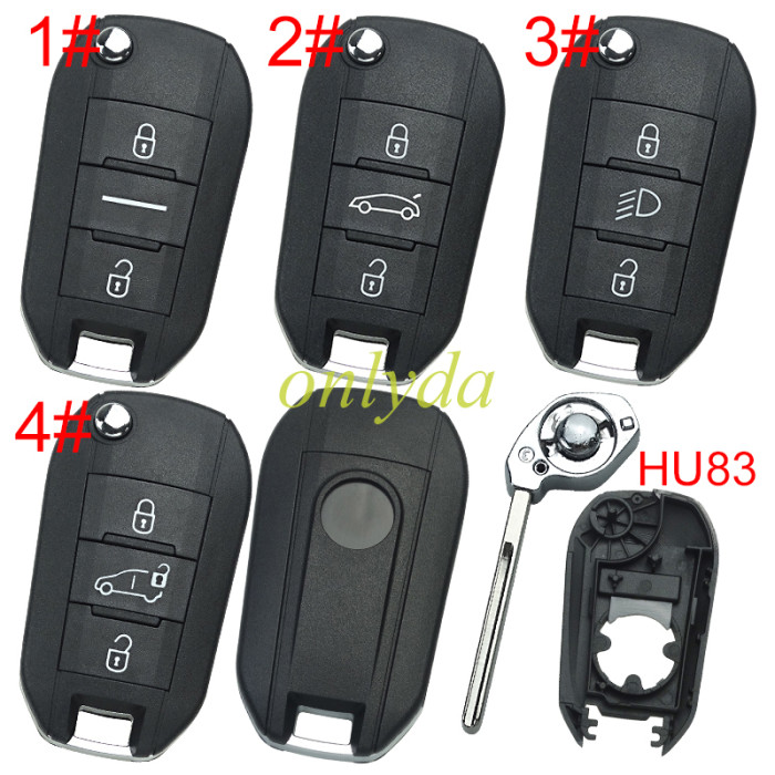 European Style For Citroen remote key shell with round Badge with HU83 blade , pls choose button