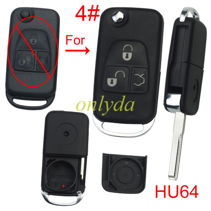 For Benz modified key shell with HU64 blade with Badge , pls choose button