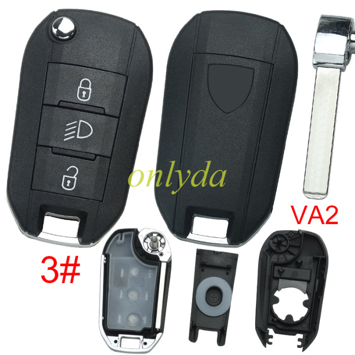 New  European Style  Peugeot  remote key shell with New Badge , blade is VA2, pls choose button model
