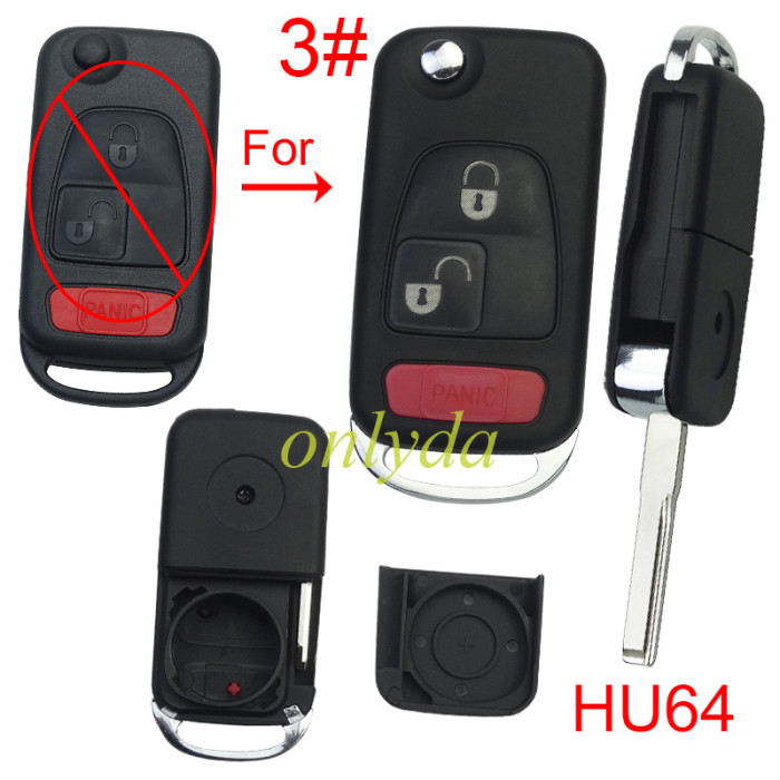 For Benz modified key shell with HU64 blade with Badge , pls choose button