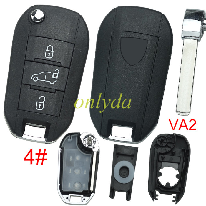 New  European Style  Peugeot  remote key shell with New Badge , blade is VA2, pls choose button model