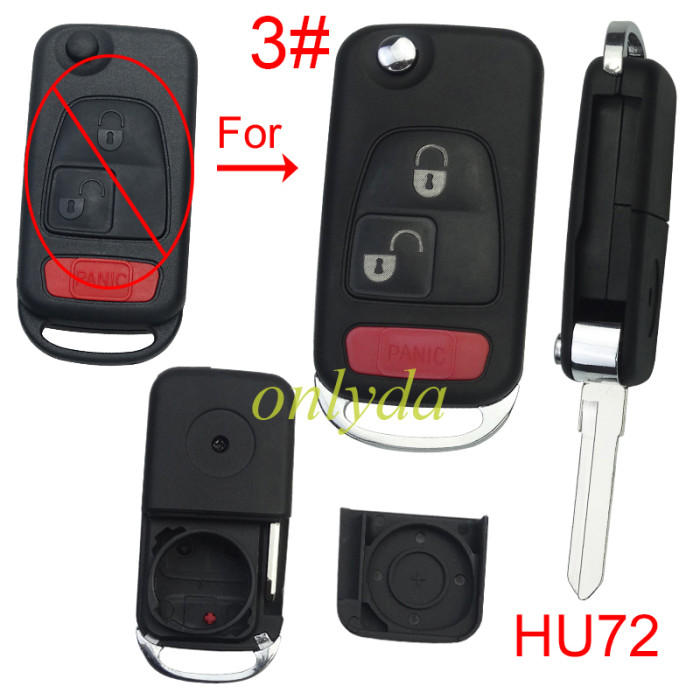 For Benz modified key shell with HU72 blade with Badge , pls choose button