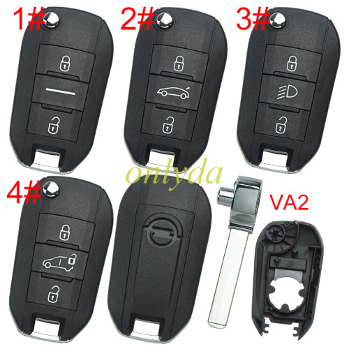 European Style For Opel  remote key blank with VA2 blade with original Badge, pls choose button