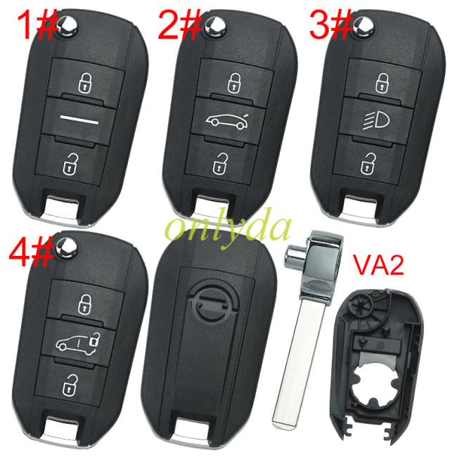 European Style For Opel  remote key blank with VA2 blade with original Badge, pls choose button