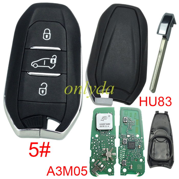 Original Peugeot remote key  434mhz /PCB  A3M05 with NCF29AxM 4A A3Mxxxx chip  original PCB+Aftermarket key shell ， pls choose button and blade