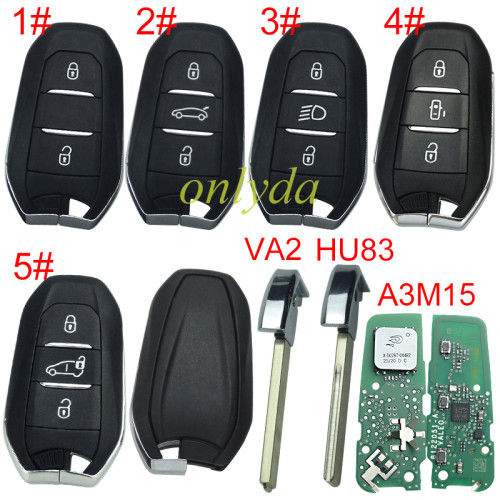 Original Citroen remote key  434mhz -PCB A3M15 with NCF29AxM 4A A3Mxxxx chip  original PCB+Aftermarket key shell ， pls choose button and blade