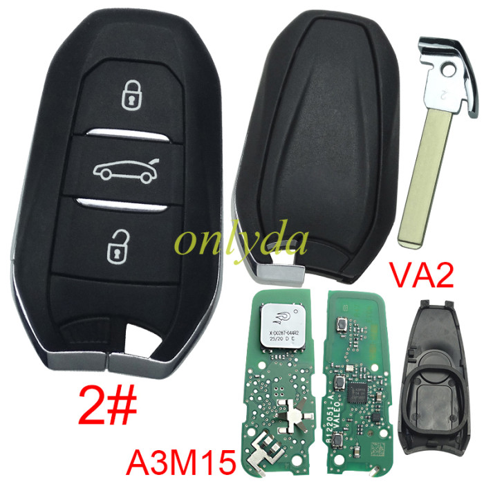 Original Citroen remote key  434mhz -PCB A3M15 with NCF29AxM 4A A3Mxxxx chip  original PCB+Aftermarket key shell ， pls choose button and blade