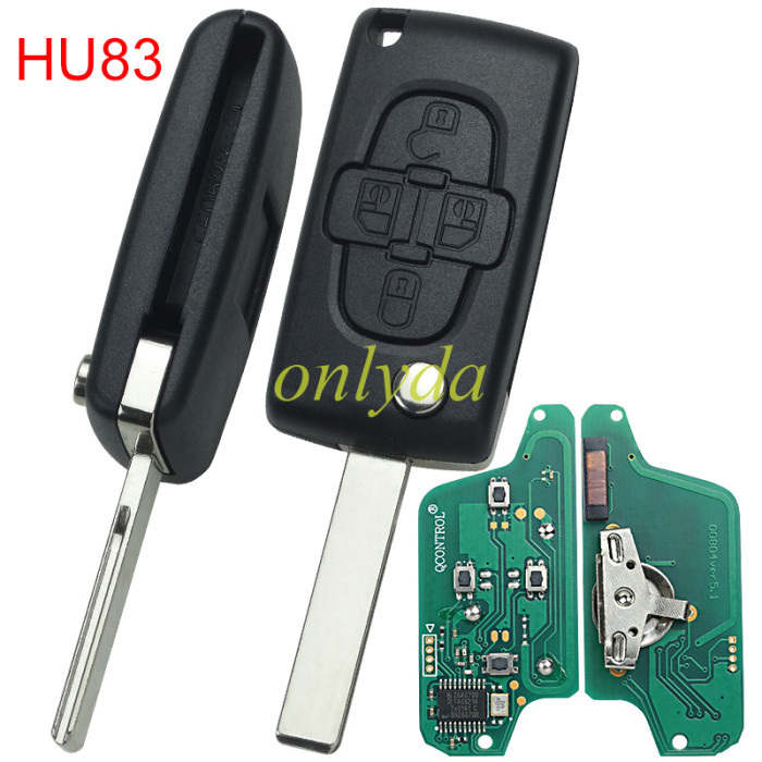 For peugeot 4B Flip Remote Key  433mhz (battery on PCB) FSK model  with 46 chip