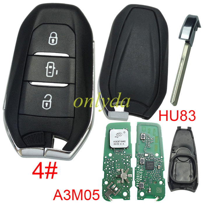 Original Peugeot remote key  434mhz /PCB  A3M05 with NCF29AxM 4A A3Mxxxx chip  original PCB+Aftermarket key shell ， pls choose button and blade