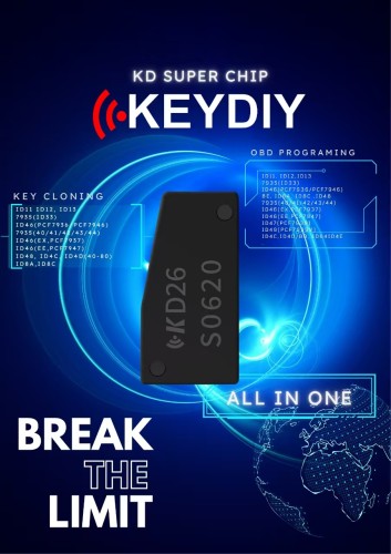 KD super chip D26, support to generate ID11 ID12/ID13/7935(ID33)/ID46(PCF7936/PCF7946) /8e/7935(40/41/42/43144) ID46(EX,PCF7937)/ID46(EE,PCF7947) ID47(PFC7938)/ID48/ID49(PCF7939V) ID4C/ID44/80/ID64/1D4E/ ID8A/ID8C