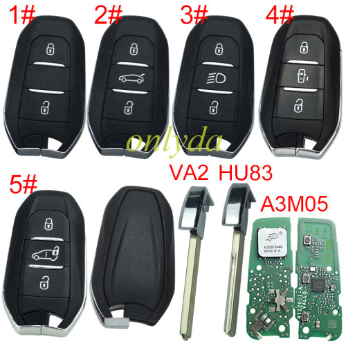 Original Peugeot remote key  434mhz /PCB  A3M05 with NCF29AxM 4A A3Mxxxx chip  original PCB+Aftermarket key shell ， pls choose button and blade