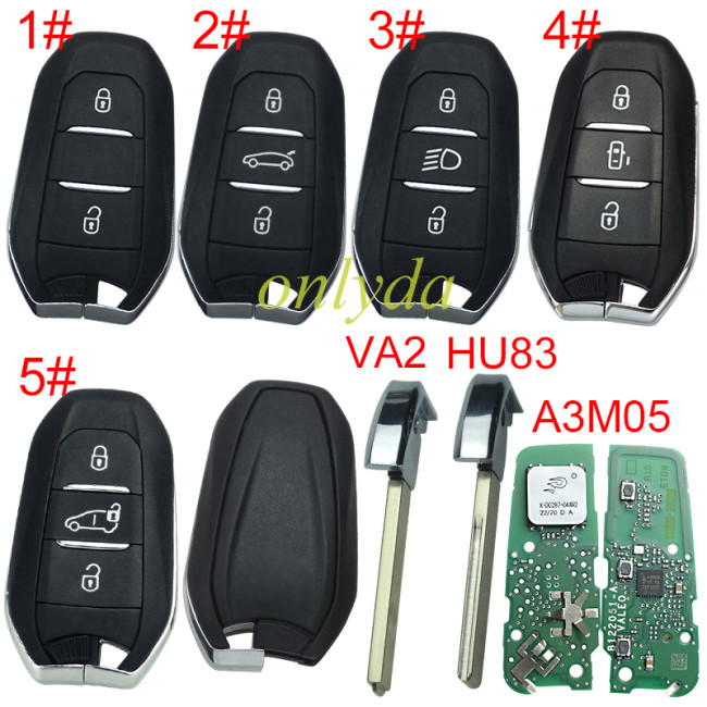 Original Peugeot remote key  434mhz /PCB  A3M05 with NCF29AxM 4A A3Mxxxx chip  original PCB+Aftermarket key shell ， pls choose button and blade