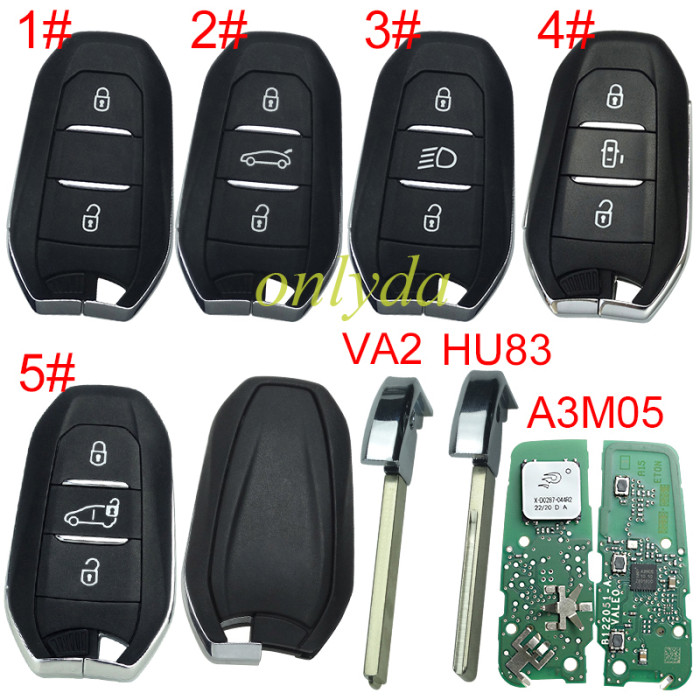 Original Peugeot remote key  434mhz /PCB  A3M05 with NCF29AxM 4A A3Mxxxx chip  original PCB+Aftermarket key shell ， pls choose button and blade
