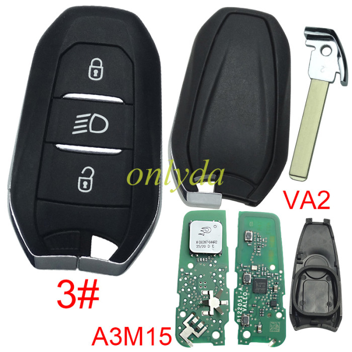 Original Citroen remote key  434mhz -PCB A3M15 with NCF29AxM 4A A3Mxxxx chip  original PCB+Aftermarket key shell ， pls choose button and blade