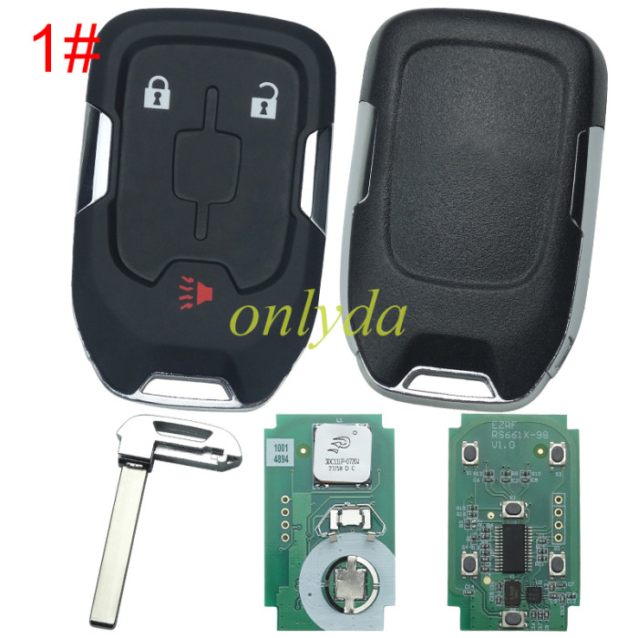 For Chevrolet  remote key with 315mhz/434mhz GMC Yukon 2015-2018  GMC Sierra 2015-2016         FCC ID: HYQ1AA IC:1551A-AA CMIT ID: 2013DJ6723 PN:  13580804 E, 13508280 , pls choose frequency and button
