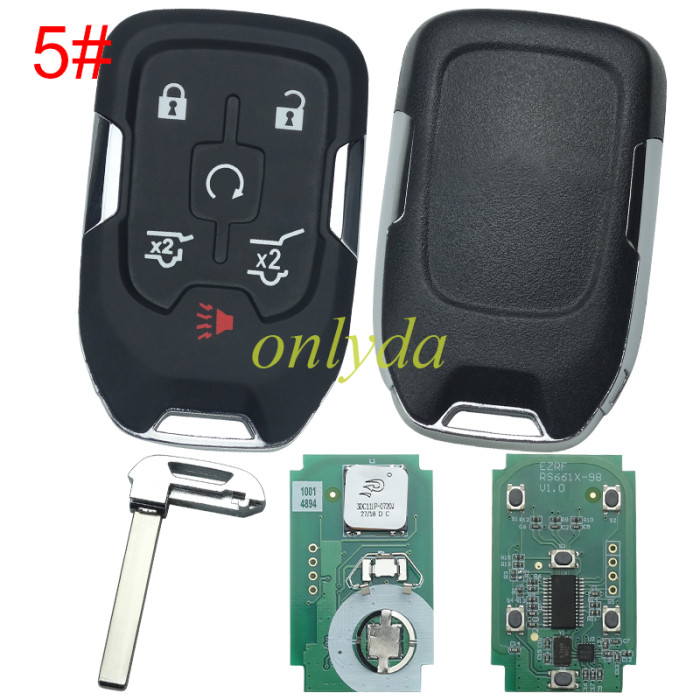 For Chevrolet  remote key with 315mhz/434mhz GMC Yukon 2015-2018  GMC Sierra 2015-2016         FCC ID: HYQ1AA IC:1551A-AA CMIT ID: 2013DJ6723 PN:  13580804 E, 13508280 , pls choose frequency and button