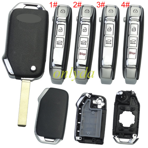 For New Kia 3 /3+1 button remote key shell with key blade with badge ， pls choose button