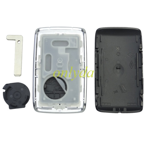 For Renault 4 button remote key case with blade without Badge , Black cover with silver frame