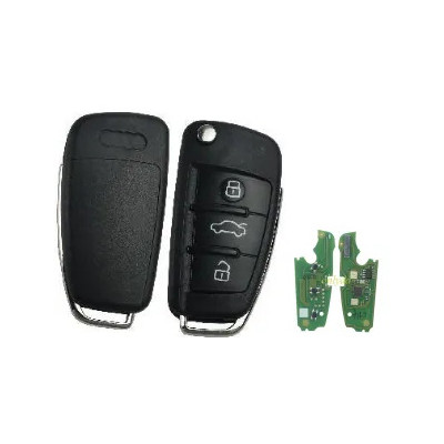 VVDI Brand Audi A6L Q7 3 button remote key with 8E chip 315mhz & 434mhz changeable FSK 4F0837220M without handsfree system 2005-2011 ， pls choose frequency