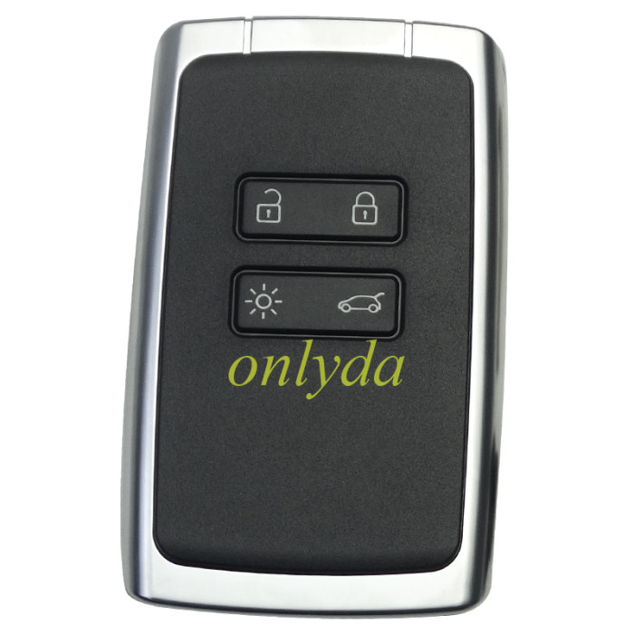 For Renault 4 button remote key case with blade with Badge , Black cover with silver frame