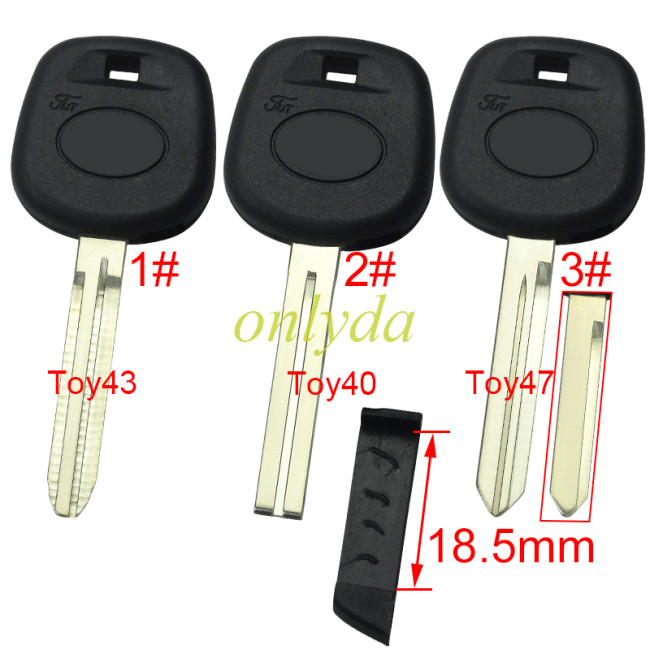For Toyota transponder key blank with badge with carbon chip part
