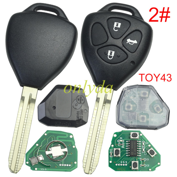For Toyota remote key  with 4D67 Chip  with 314.4 MHZ with Toy43 blade  FCCID : HYQ12BDC, pls choose button