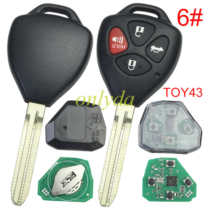 For Toyota remote 4D67 Chip  with 315MHZ with Toy43 blade use for Camry,RAV4,Corolla,Highland and vios FCCID GQ4-29T. pls choose button